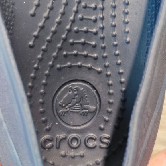 Crocs Ballet Flats Sz 8 Navy blue with chrom Rubber Comfort Ballerina Shoes - Picture 8 of 13